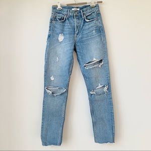 GRLFRND | KAROLINA BUTT SLIT HIGH RISE SKINNY LEG JEAN RIPS “A LITTLE MORE LOVE”